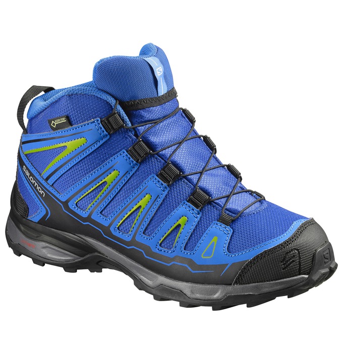 Salomon Israel X-ULTRA MID GTX® J - Kids Hiking Shoes - Blue/Black (FBYU-35617)